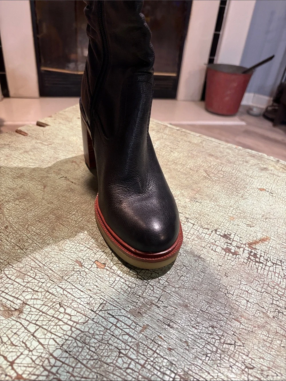Vince Camuto Gambrel Black Leather Knee High Platform Boots 9M